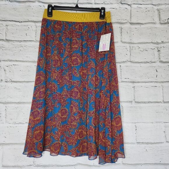 LuLaRoe Lola Skirt Womens Size Medium Pull On A Line Colorful Knee Length - Picture 1 of 11